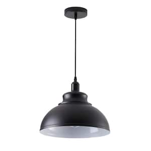 40-Watt 1-Light 13.7 in. Farmhouse Island Black Pendant Light Adjustable Metal Industrial Hanging Ceiling light