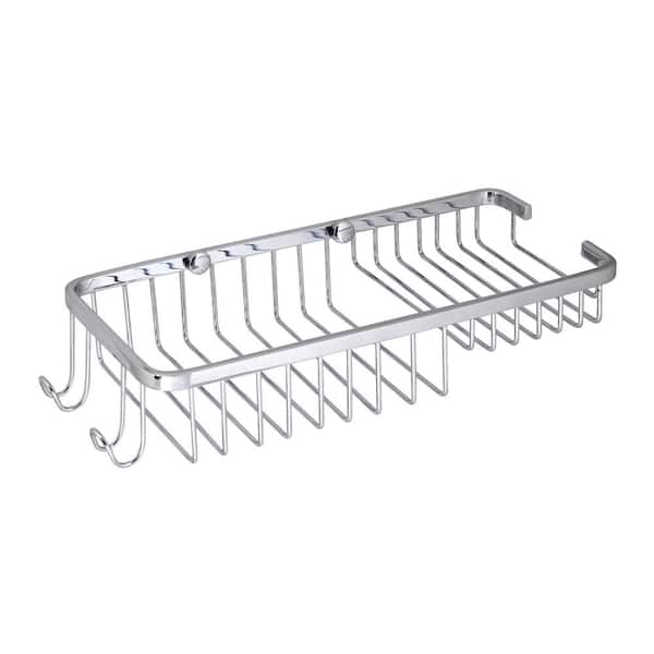 MODONA Large 11 in. Stainless Steel Wall Mounted Soap and Bottle Basket in Polished Chrome
