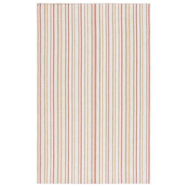 SAFAVIEH Courtyard Beige/Rust Yellow 8 ft. x 10 ft. Modern Striped Indoor/Outdoor Area Rug