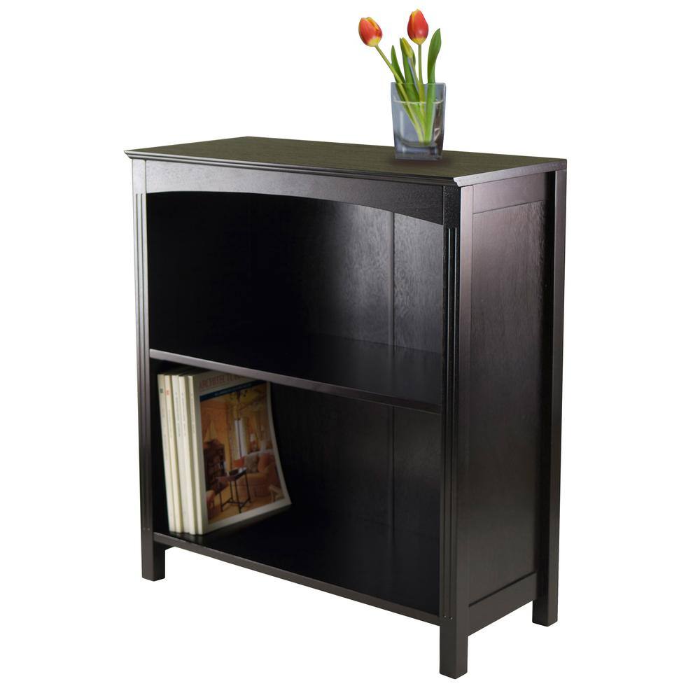 Espresso Brown Transitional 3-Tier Wood Bookshelf