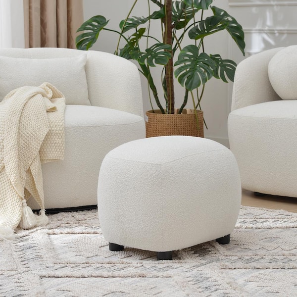 KINWELL 34 Wide Sherpa Swivel Barrel Chair, No Assembly Round Boucle Upholstered Accent Chair Armchair Single Sofa Chair with Toss Pillow for Living Room and Bedroom, Taupe