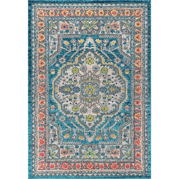Bohemian Flair Boho Vintage Medallion Blue/Yellow 4 ft. x 6 ft. Area Rug