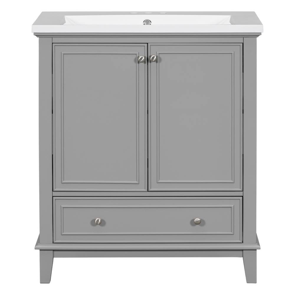 30.00 in. W x 18.00 in. D x 34.80 in. H Freestanding Bath Vanity in Gray wi