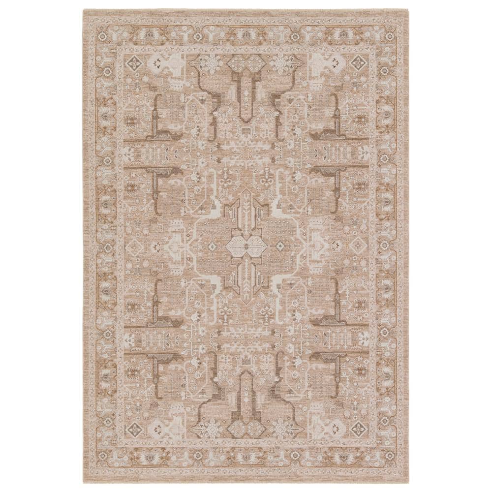 Gray and Beige 8' x 10' Wool and Synthetic Rug