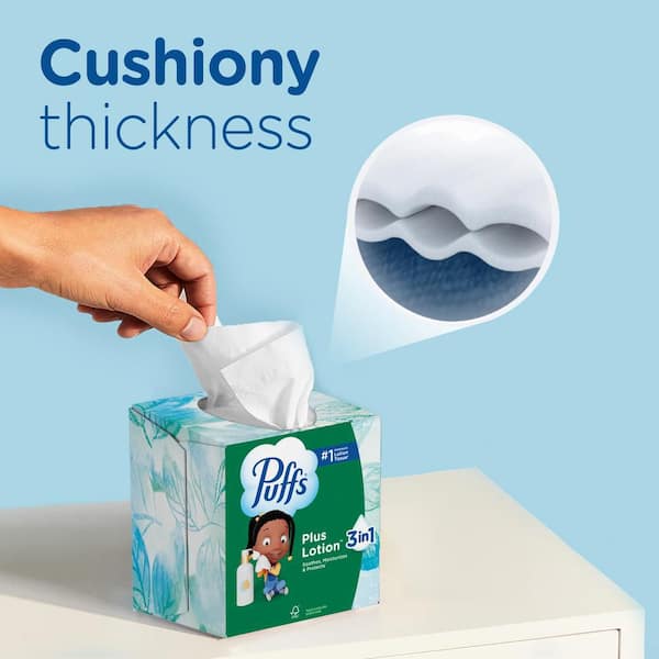 Puffs Plus Lotion 2-Ply Facial Tissue Cube Box (56-Sheets Per Box