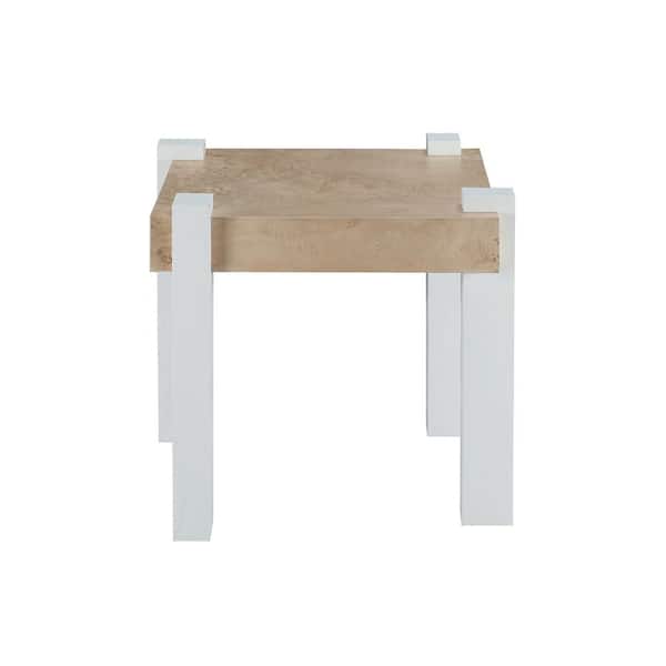 Unbranded Deerbrook 26 in. Bleached Burl Square Wood Accent Table