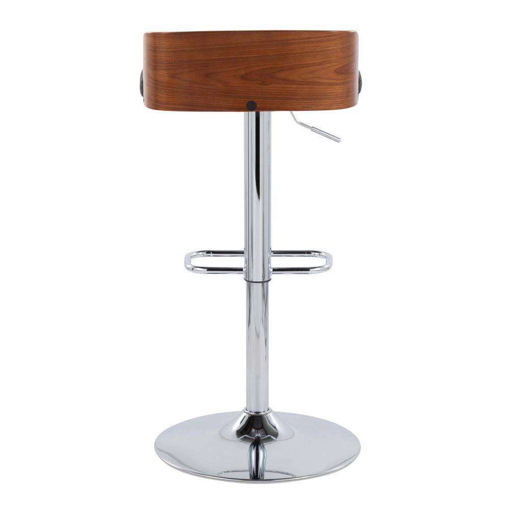 Dark Gray Adjustable Swivel Barstool with Wood Backrest