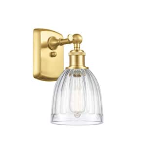 Brookfield 1-Light Satin Gold Wall Sconce with Clear Glass Shade