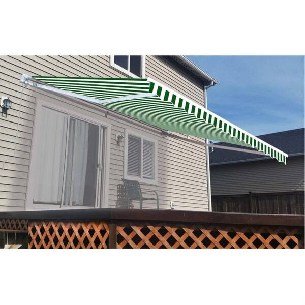 10 by 8-Feet/3m by 2.5m ALEKO Retractable Patio Awning Multi Stripe Yellow for sale online 