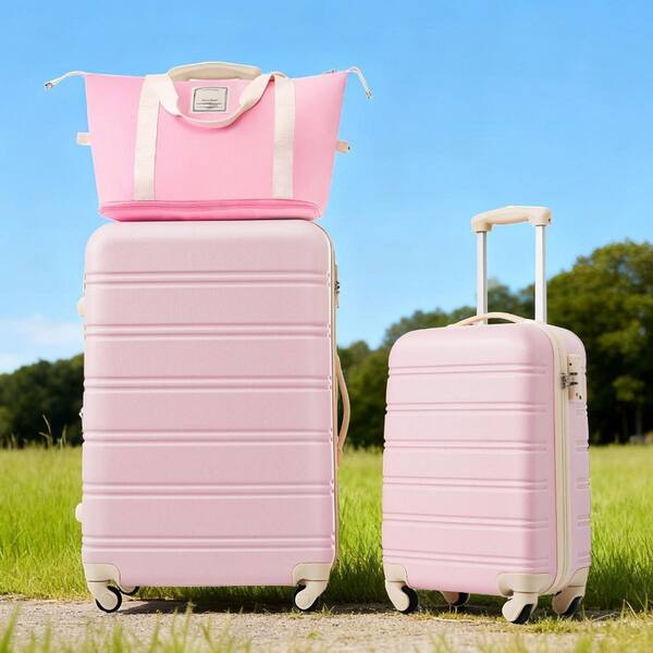 LIVACA 2-Piece Light Pink ABS Plastic Hardshell Lightweight ABS