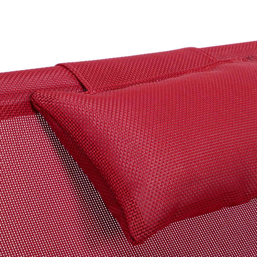 Sunset Red Sling Outdoor Lounge Chair with Removable Headrest