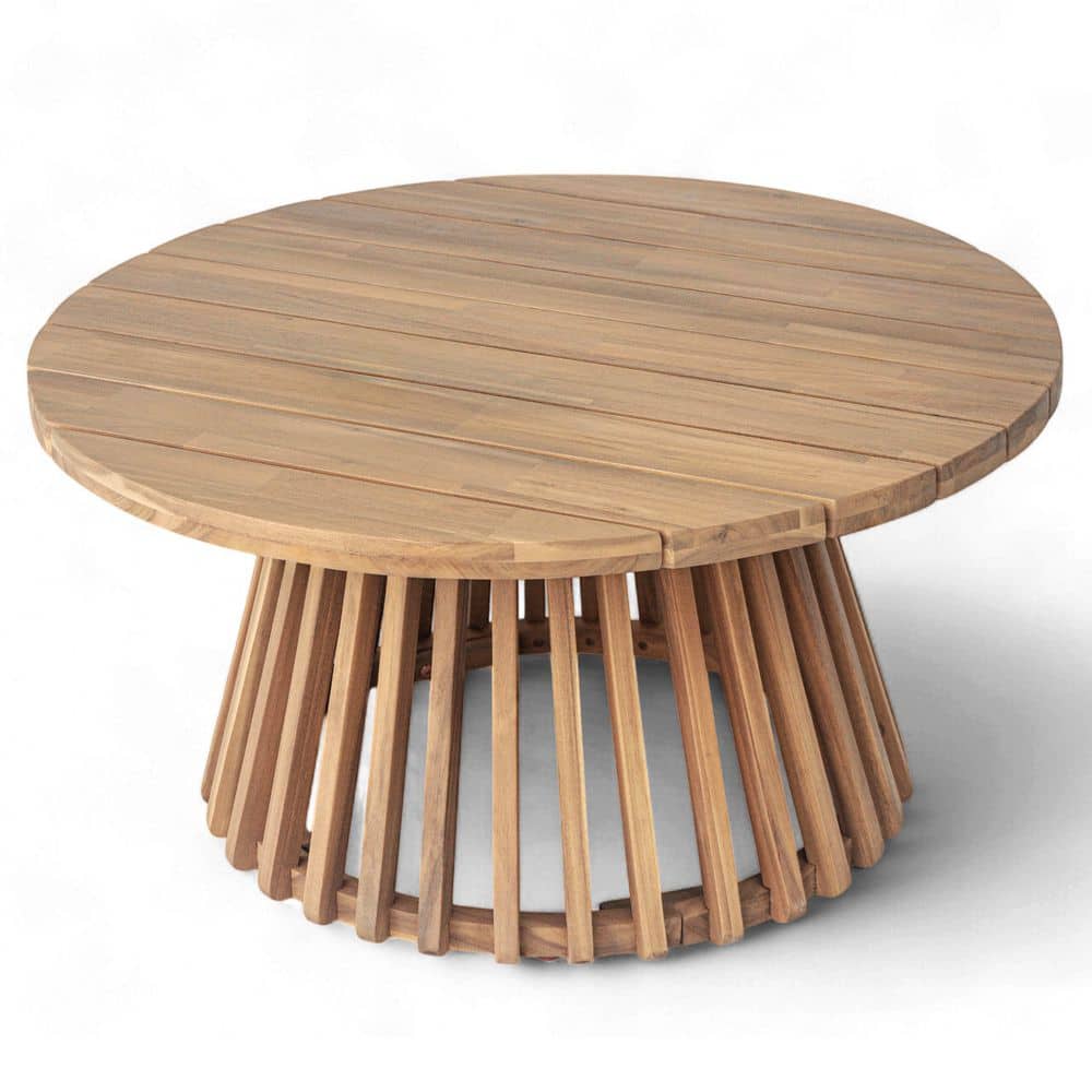 31.5 in. Light Teak Round Outdoor/Indoor Coffee Table for Backyard, Lawn, Balcony price history on PriceWatchPro