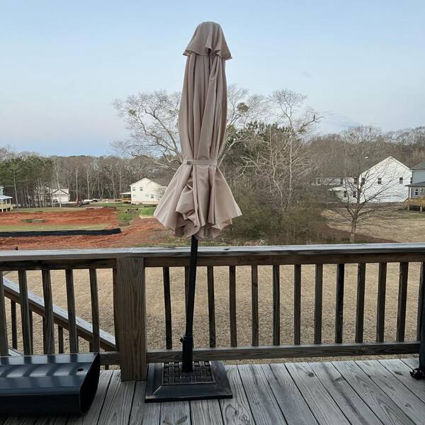 baluster patio umbrella stand LOVE YOUR DECK Holder Easy Installation - Space Saving Umbrella Holder Design - Outdoor Umbrella Base and Mount creating a tabletop for serving VANROUG Heavy Duty Patio Umbrella