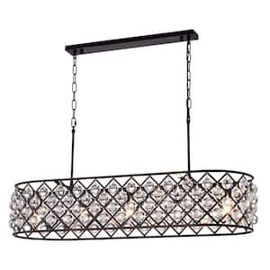 Azha 5-Light Oil Rubbed Bronze Glam Oval Chandelier with Crystal Spheres