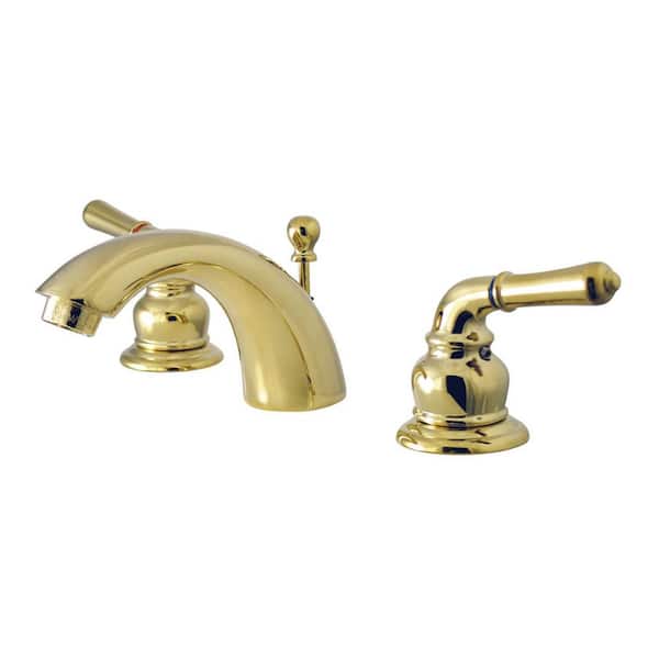 Kingston Brass Mini-Widespread 4 in. Centerset 2-Handle Bathroom Faucet with Brass Pop-Up in Polished Brass