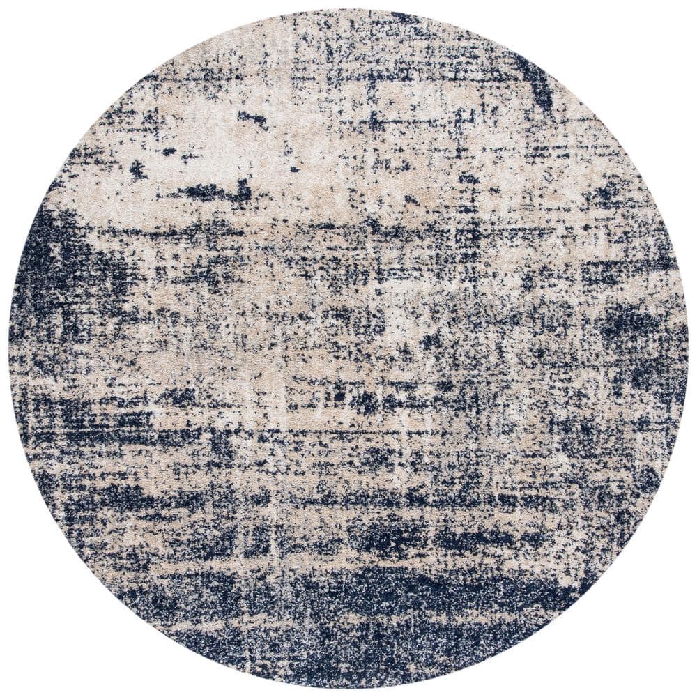 Adirondack Gold/Navy 6 ft. x 6 ft. Round Abstract Area Rug price history on PriceWatchPro