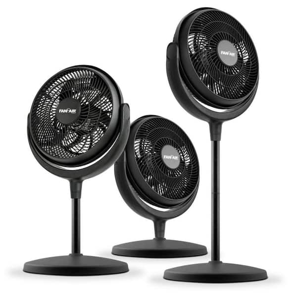 12 in. 3 in 1 High Performance Portable Pedestal Fan in Black