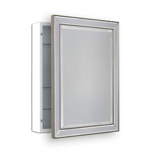 22 in. W x 30 in. H Surface Mount Metro Beaded Medicine Cabinet in Silver/Champagne