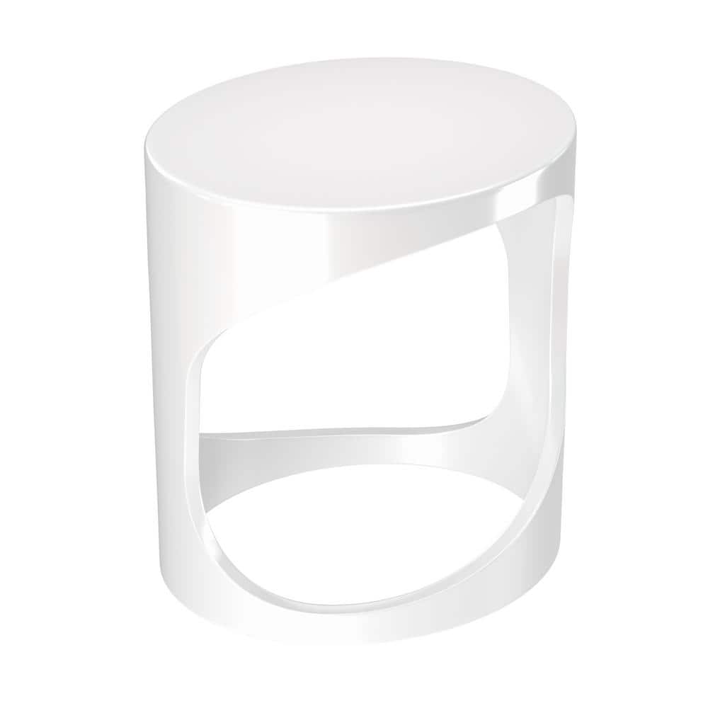 Glossy White Resin Oval Shower Stool