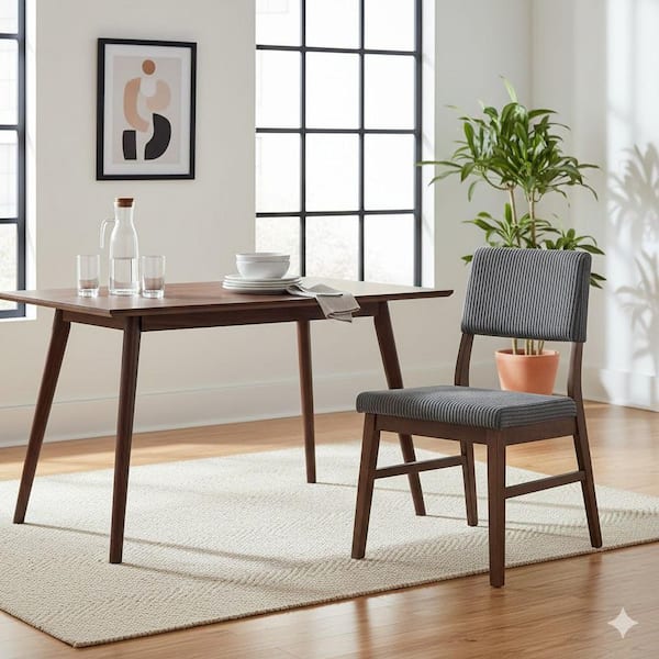 Gray Linen Side Chair Set of 2 with Minimalist Modern Dining Chair with Sleek Silhouette