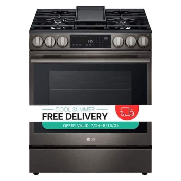 30 in. 5 Burners Slide in Gas Range in Black Stainless Steel with ProBake Convection