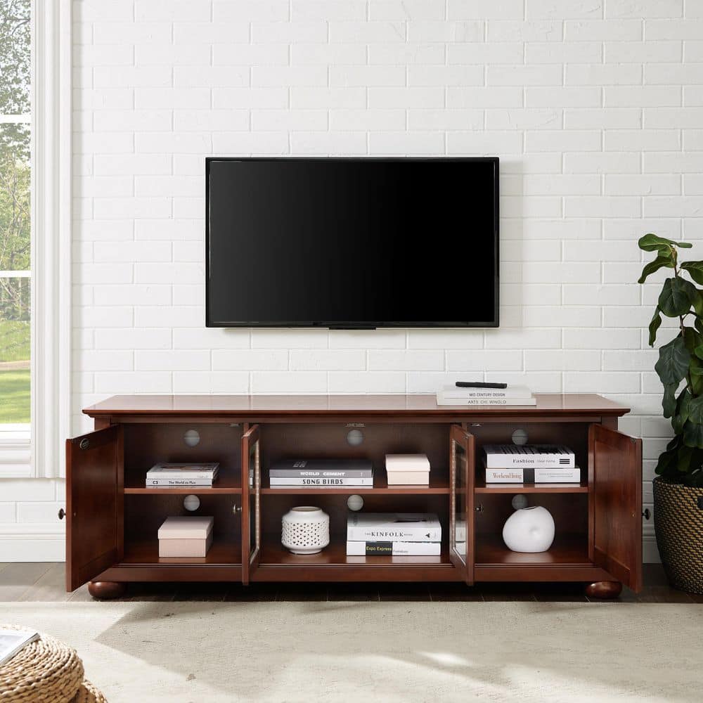 Vintage Mahogany 60" Low Profile TV Stand with Cabinet