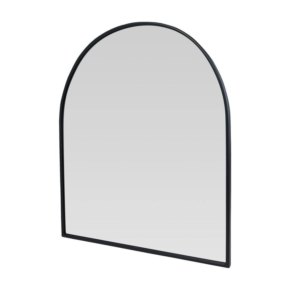 Arched Black Metal Framed Wall Mirror