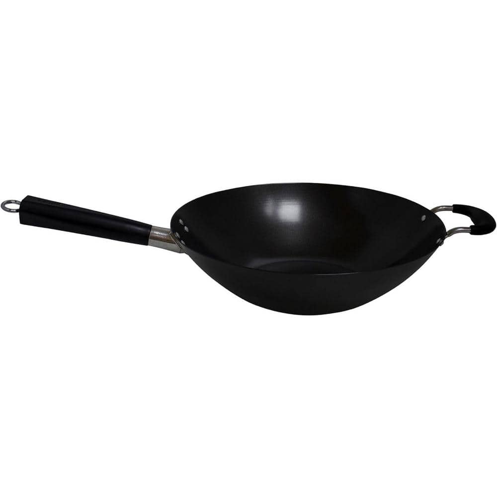 14 in. Carbon Steel Nonstick Wok w/ Bakelite & Triangle Handle, Excellent H