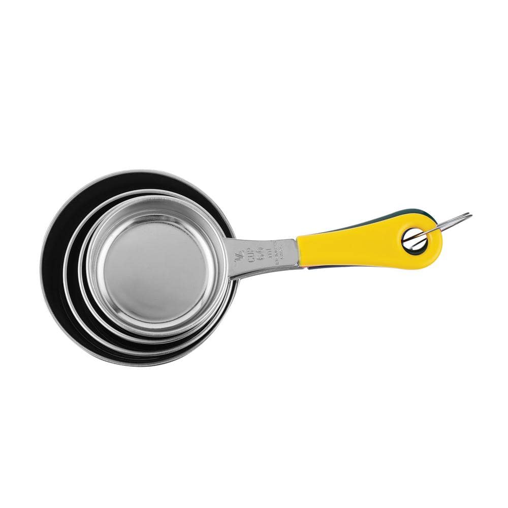 Color-Coded Stainless Steel Measuring Cup Set with Engraved Measurements