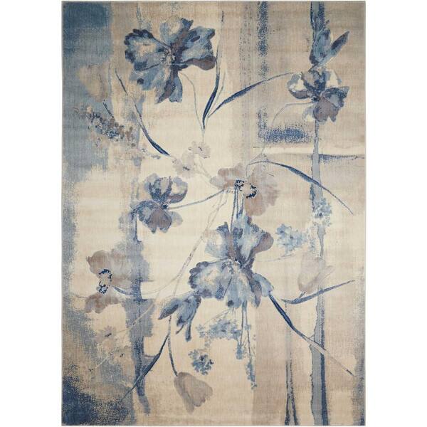 Nourison Somerset Ivory/Blue 7 ft. x 10 ft. Floral Vintage Area Rug