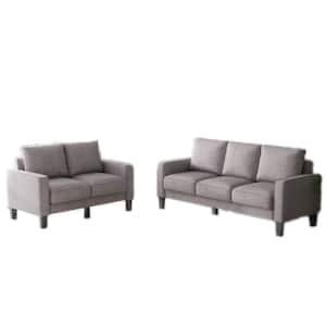 2-Piece Fabric Top Light Gray Sofa Set