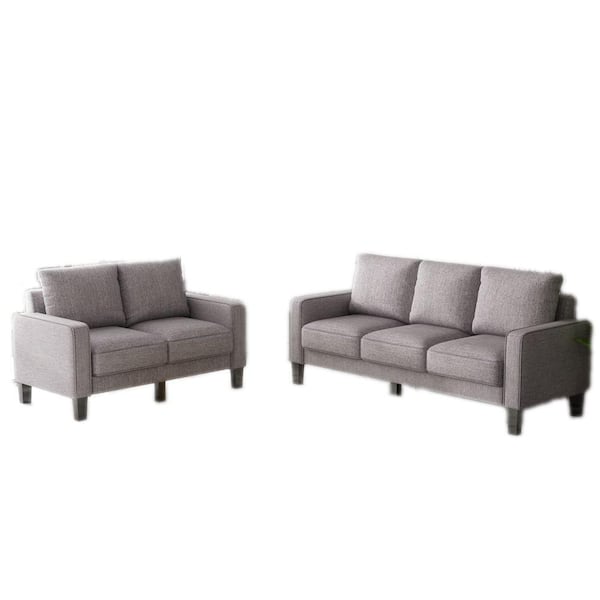 ATHMILE 2-Piece Fabric Top Light Gray Sofa Set