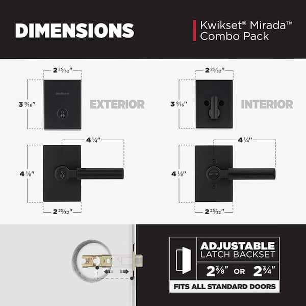 Kwikset Mirada Matte Black Keyed Entry Door Handle and Single