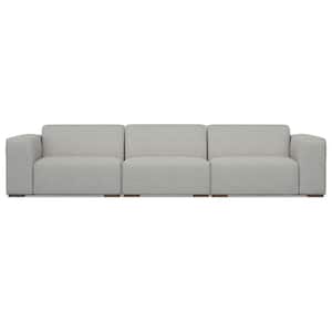 Rex 122 inch Straight Arm Tightly Woven Performance Fabric Rectangle 3-Seater Sofa in. Pale Grey