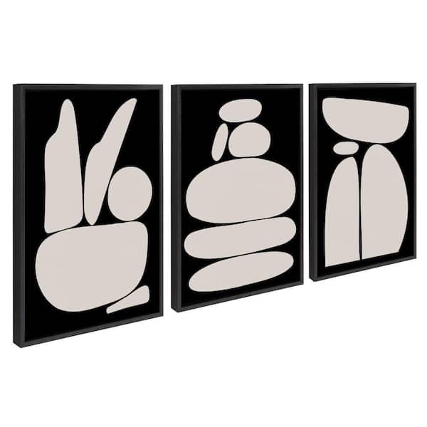 Kate and Laurel Sylvie Zen Rock Garden by the Creative Bunch Studio 3-Piece Framed Art Print 24 in. x 18 in.