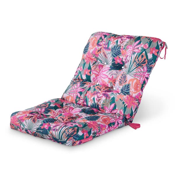 Vera Bradley 21 in. W x 19 in. D x 22.5 in. H x 5 in. Thick Patio Chair  Cushion in Rain Forest Canopy Coral