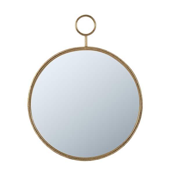 22 in. x 28 in. Circle Wall Mirror with Gold Iron Frame, Accent Mirror