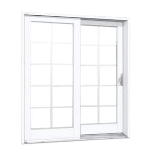 60 in. x 80 in. Smooth White Right-Hand Composite Sliding Patio Door with 10-Lite SDL