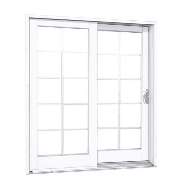MP Doors 60 in. x 80 in. Smooth White Right-Hand Composite PG50 Sliding Patio Door with 10-Lite SDL