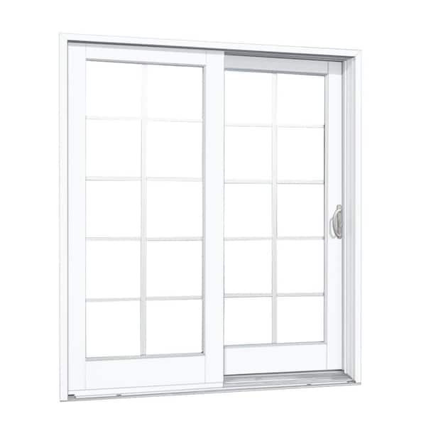 MP Doors 60 in. x 80 in. Woodgrain Interior and Smooth White Exterior Right-Hand Composite PG50 Sliding Patio Door, 10-Lite GBG