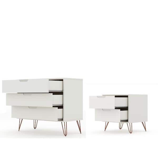 off white dresser and nightstand