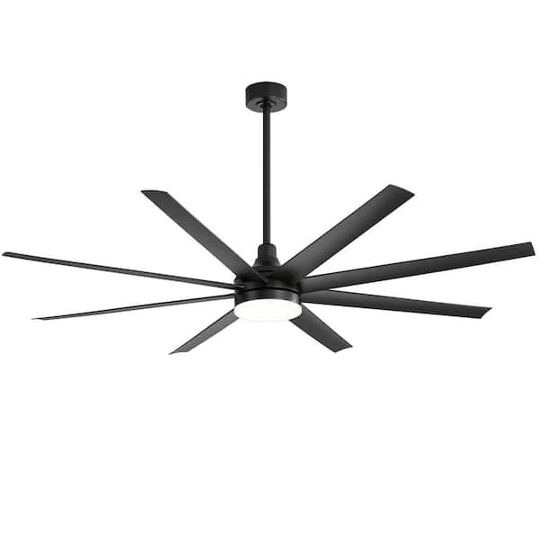 Aaron 6 ft. Indoor Black Ceiling Fans with Light, Integrated LED 8-Reversible Black Blades and Remote Control