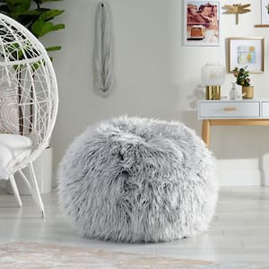 Hawley Silver Gray Polyester Faux Fur 3 Foot Bean Bag