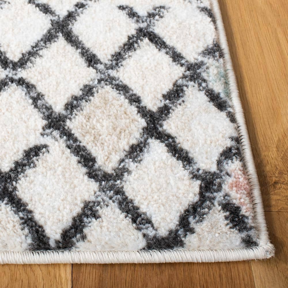 Ivory Square Easy-Care Synthetic Hand-Knotted Rug - 6'7"