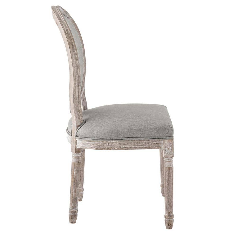 Emanate Fluted Wood Frame Light Gray Upholstered Side Chair