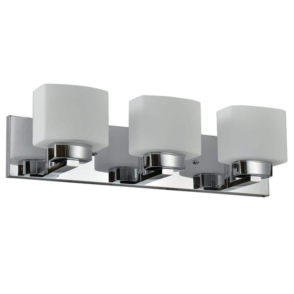 Dove Creek 24" Polished Chrome Vanity Light with Frosted Glass Shades