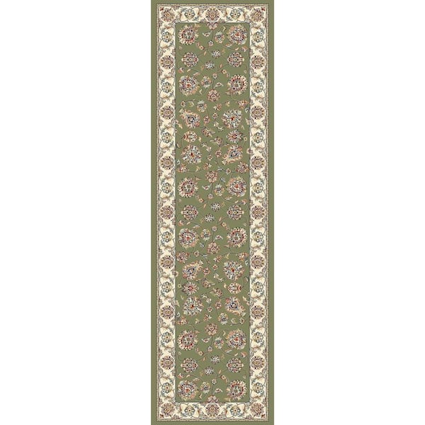 Home Decorators Collection Judith Green/Ivory 2 ft. x 8 ft. Indoor Runner Rug