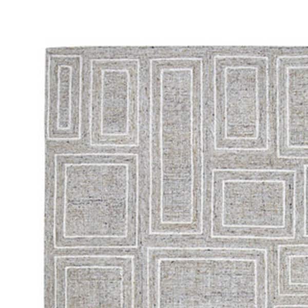 Bora 10 x 14 Gray and Ivory Geometric Area Rug