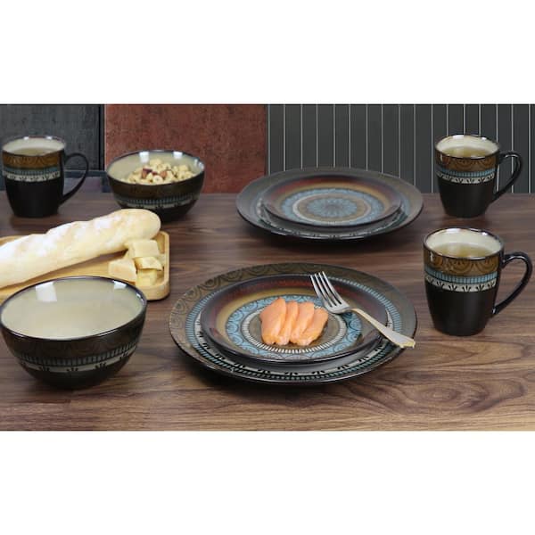 16-Piece Casual Shiny Finish Stoneware Dinnerware Set (Service for 4)
