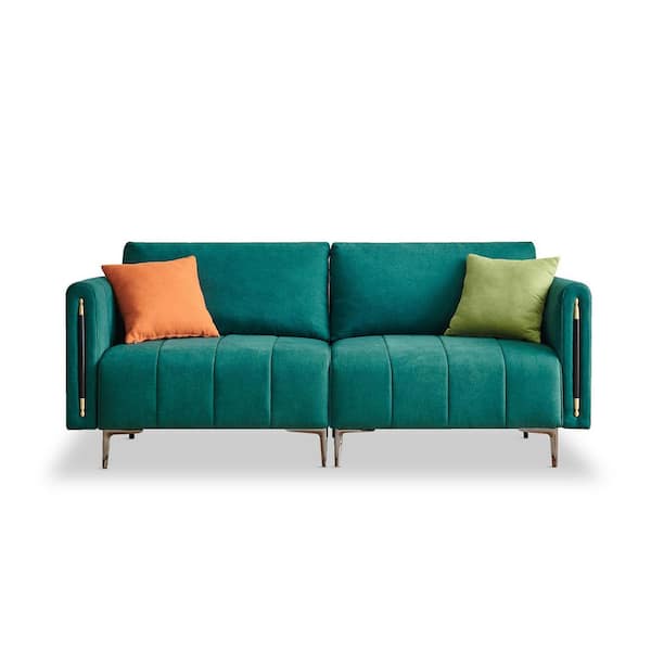 Utopia 4niture Jacey 76 in. Green Fabric 2-Seat Loveseat with 2 Side Pockets